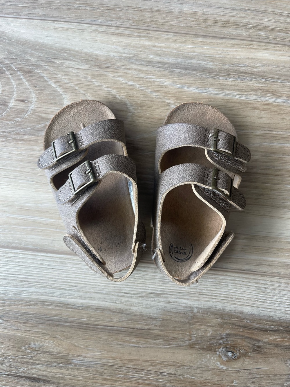 Kids Brown Double-Buckle Sandals
